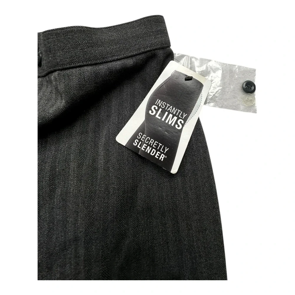 East 5th Petite Secretly‎ Slender Black Herringbone Pants Size 12P